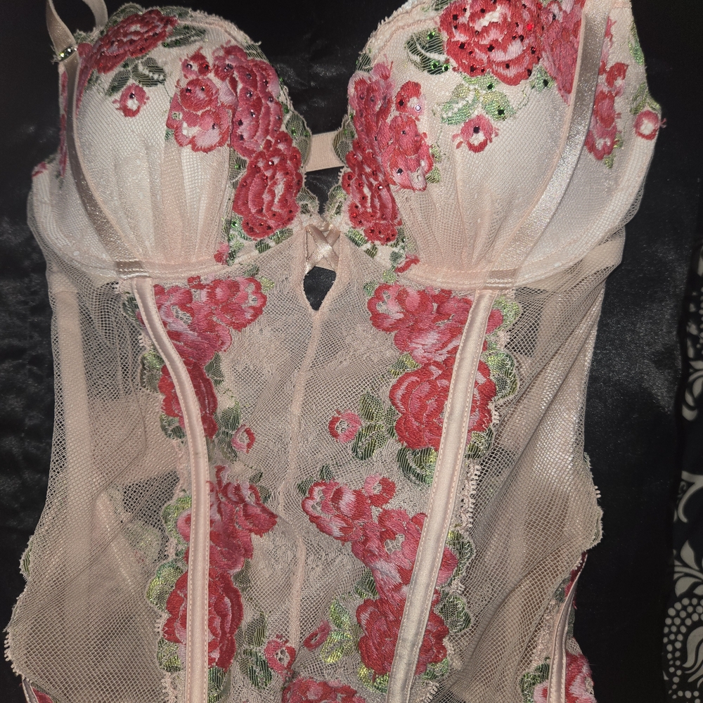 Victoria's Secret Pink Floral Lace Bodysuit